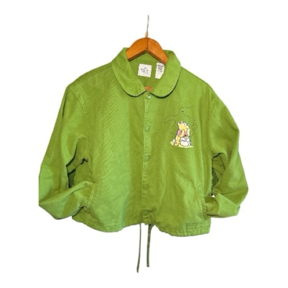 Disney Winnie The Pooh RARE Green Denim Jean Jacket Women's XL - Picture 2 of 10